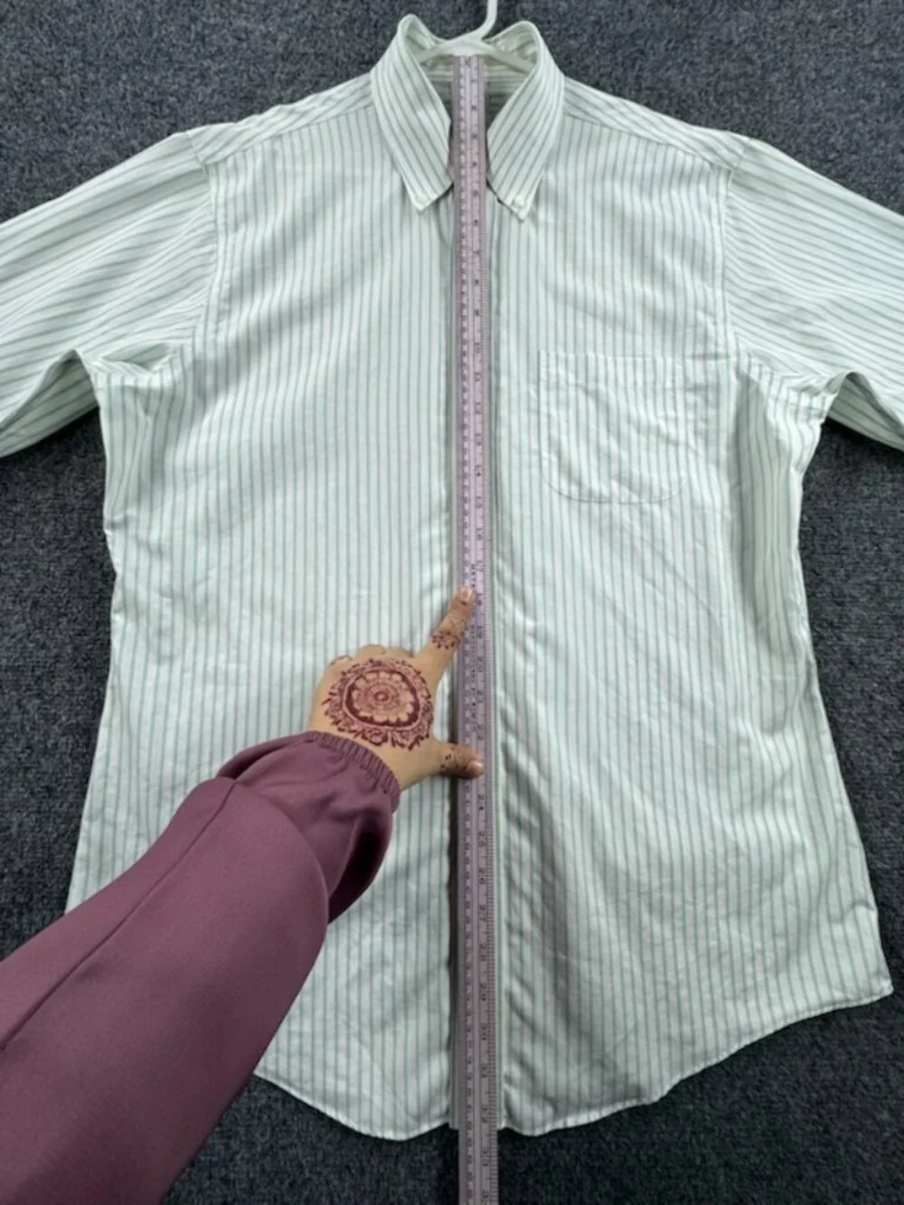 Brooks Brothers White Green 16 33 Slim Cotton Non-Iron Striped Button-Down Men